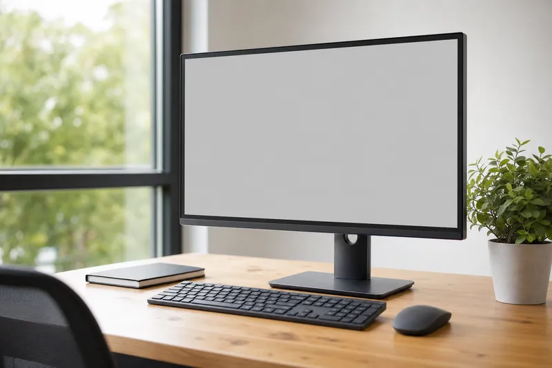 Una scrivania con il monitor del gestionale.